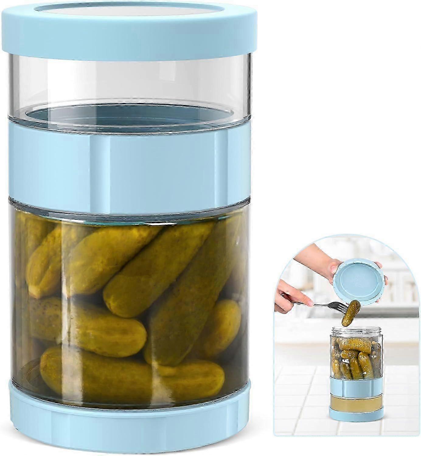 Glass Pickle Jar with Strainer Flip, 56oz Airtight Pickle Container, Leak-proof Juice Separator Pickle Flip Jar with Sealing Silicone Ring for Olive,
