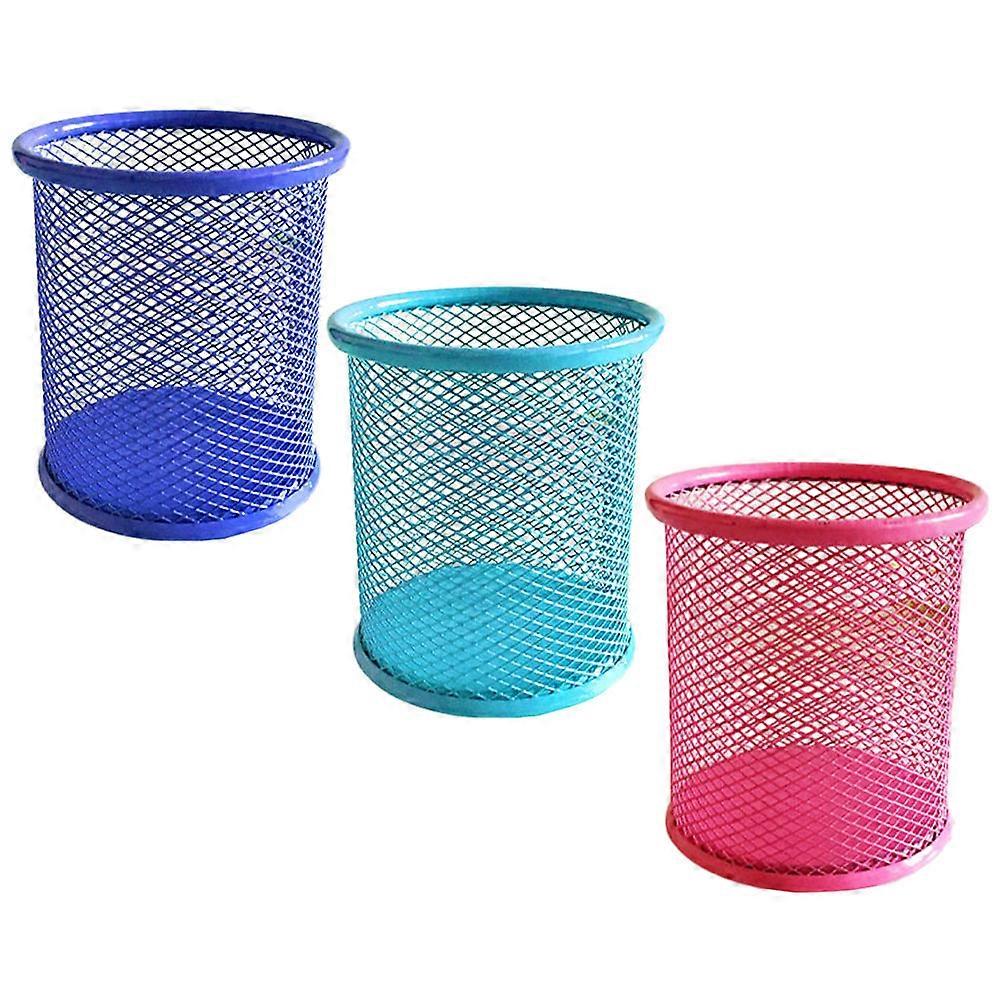 Assorted Color Metal Pen Holders Set of 3 for Desk Storage Use Keeps Desk Tidy and Organized