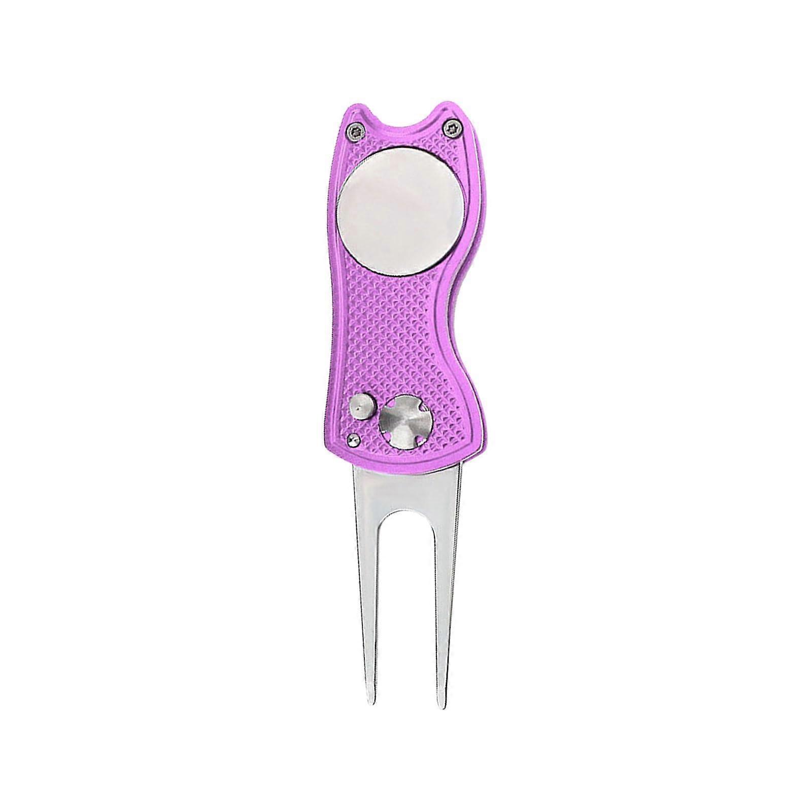 Divot Repair Tool With Magnetic Golf Ball Marker, Metal Foldable Design, Easy To Use Golf Divot Fixer Tool