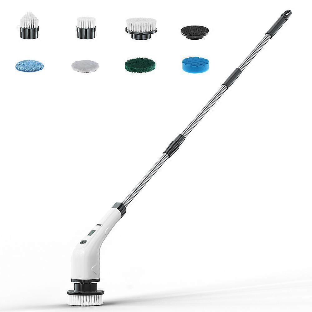 Electric Spin Scrubber with Replaceable Brush Heads Long Handle Cleaning Brush