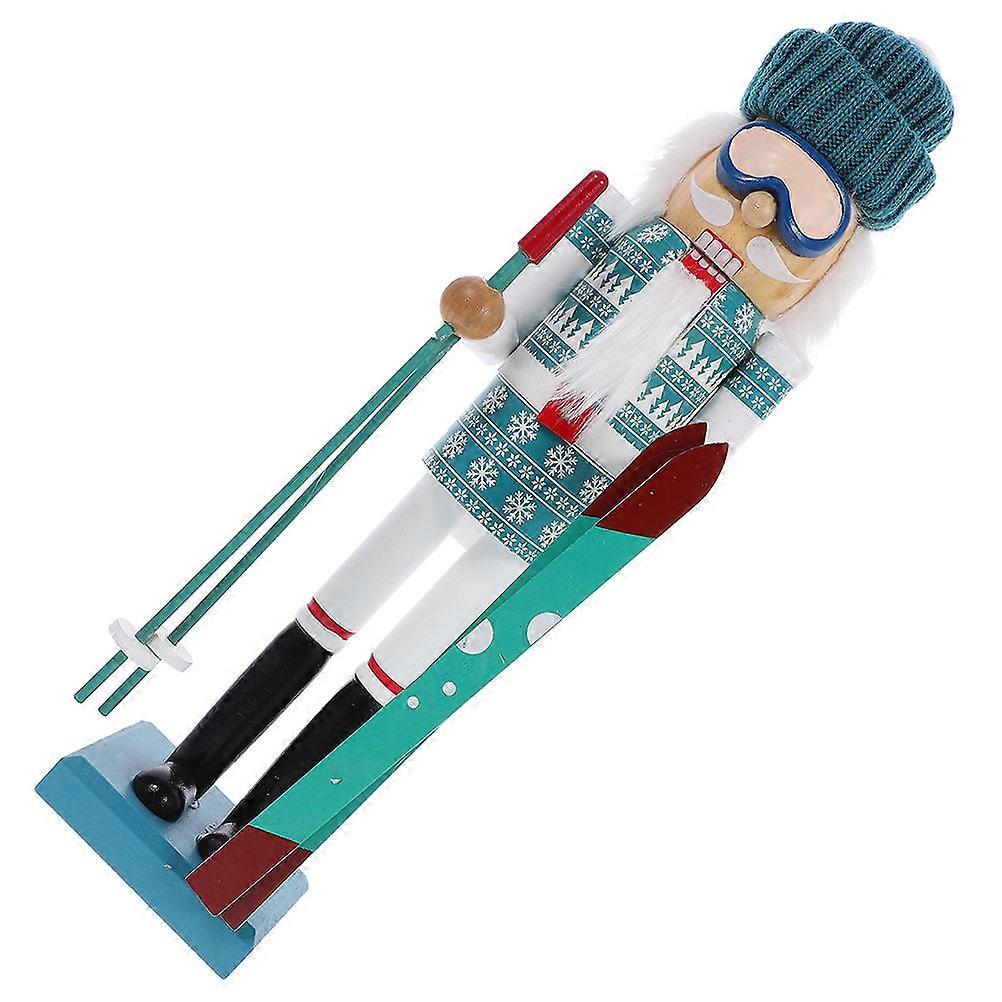 Wooden Nutcracker Puppet Figure Christmas Soldier Decoration Blue Craft Festive Home Decor Realistic Design Tabletop Display Excellent Craftsmanship