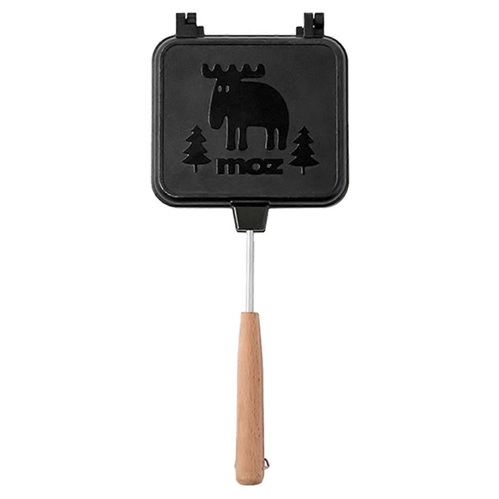 Bread Maker Portable Sandwich Cooker With Removable Double-Sided Cheese Grill, Camping Wooden Handle, Toast Function