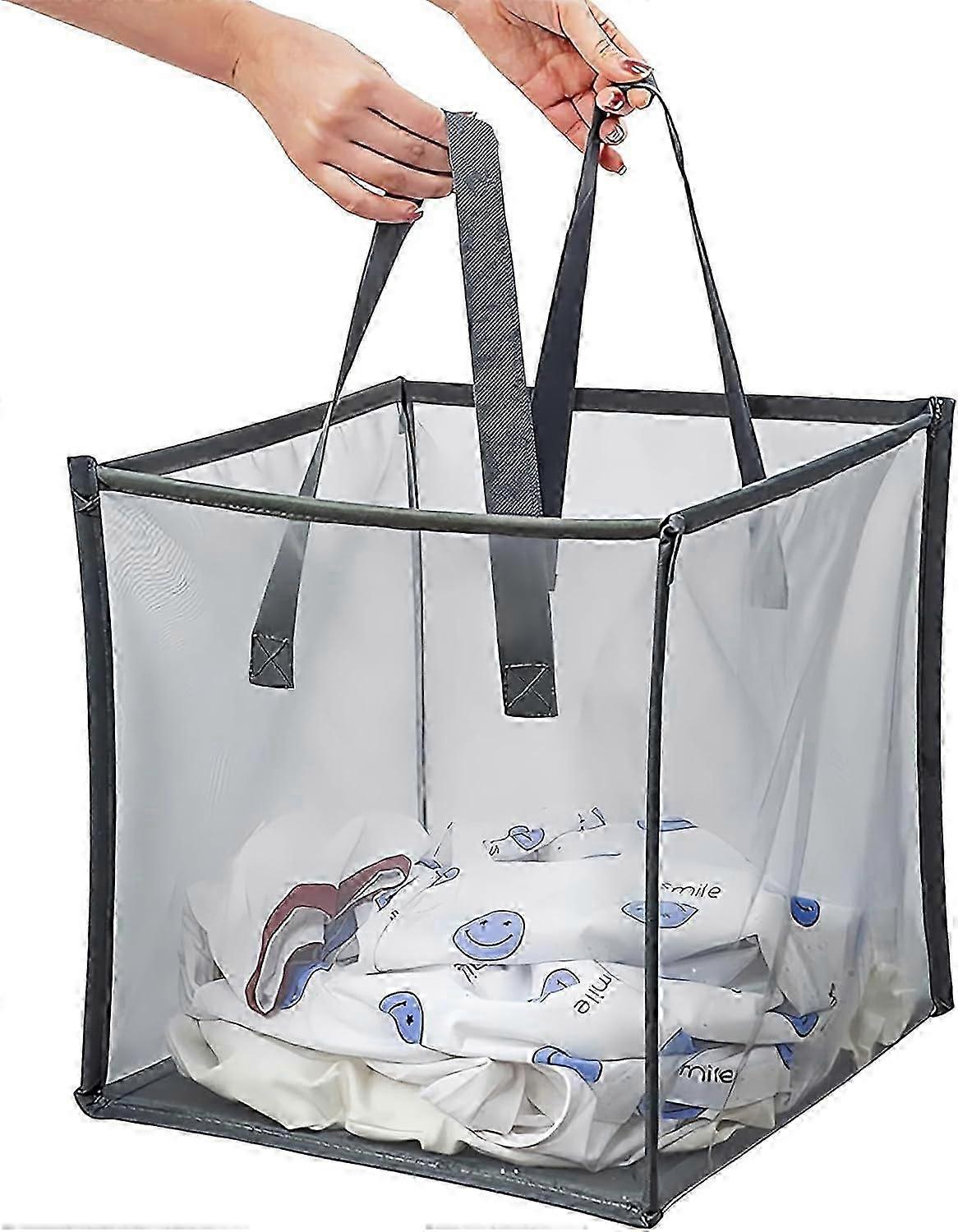 Collapsible laundry baskets,foldable laundry basket, dirty clothes basket,mesh pop up washing basket with handle for bathroom,portable large storage