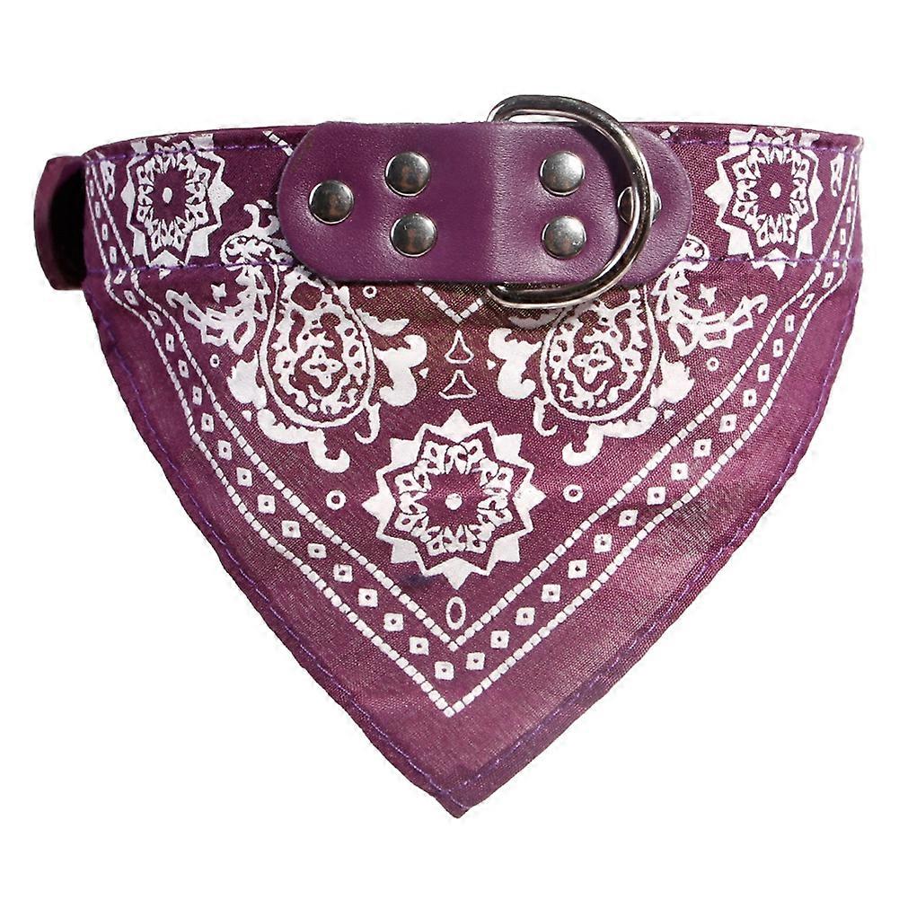 Ethnic Style Pattern Cat Small Dog Bib Saliva Towel Adjustable Pet Collar(Purple XL)