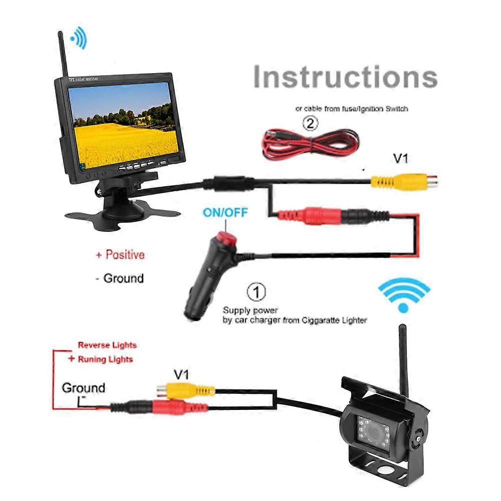 Moniteur LCD TFT de 7 pouces Vue arrière sans fil Caméra de recul Vision nocturne pour camion VR Bus