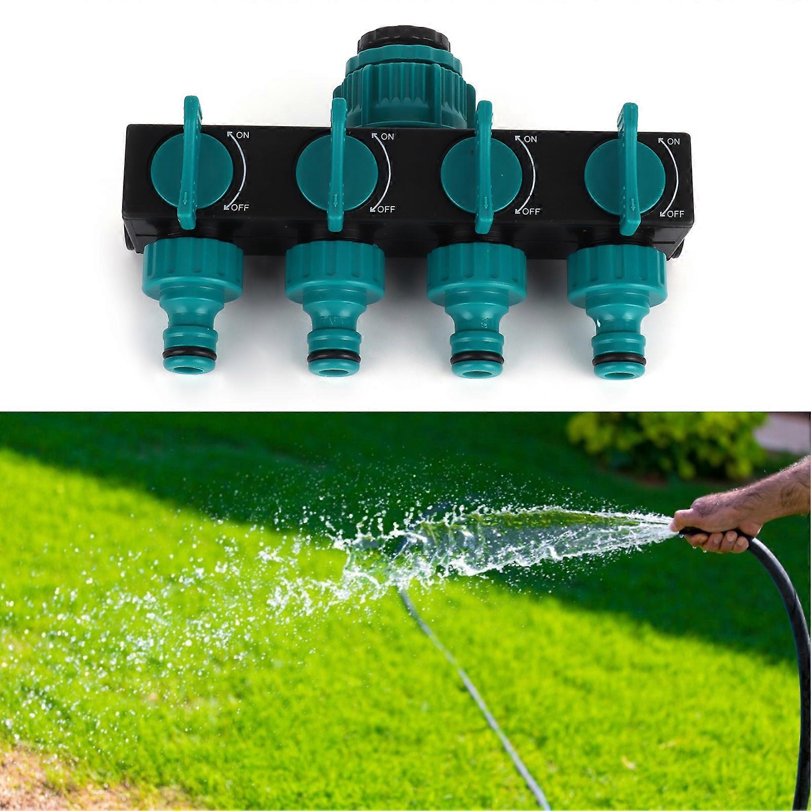 4-Way Garden Hose Splitter ABS Connector 18x12x8cm, Adjustable