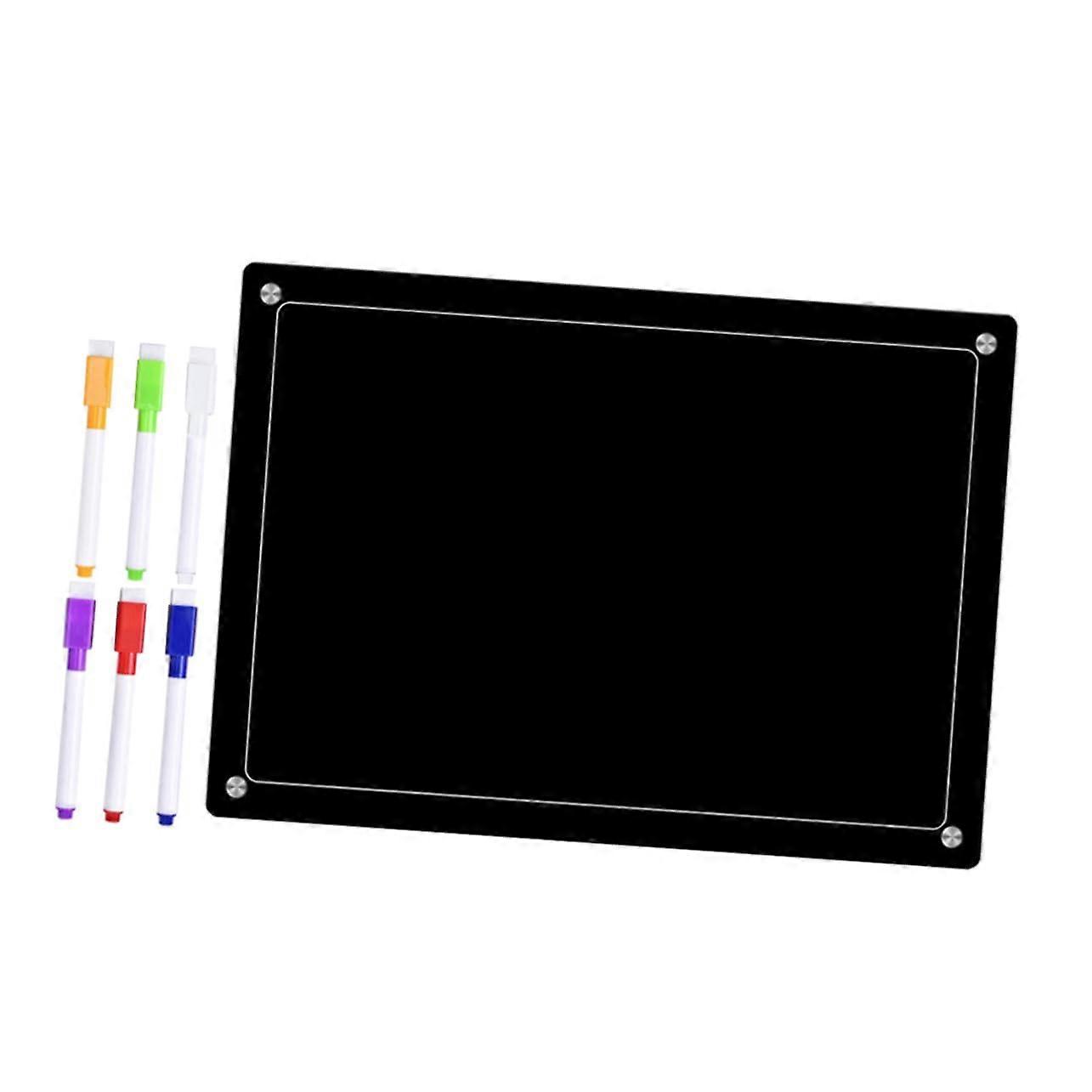 Acrylic Weekly Planner Whiteboard with Dry Erase Markers - Refrigerator Meal Planning Board in Black Plastic