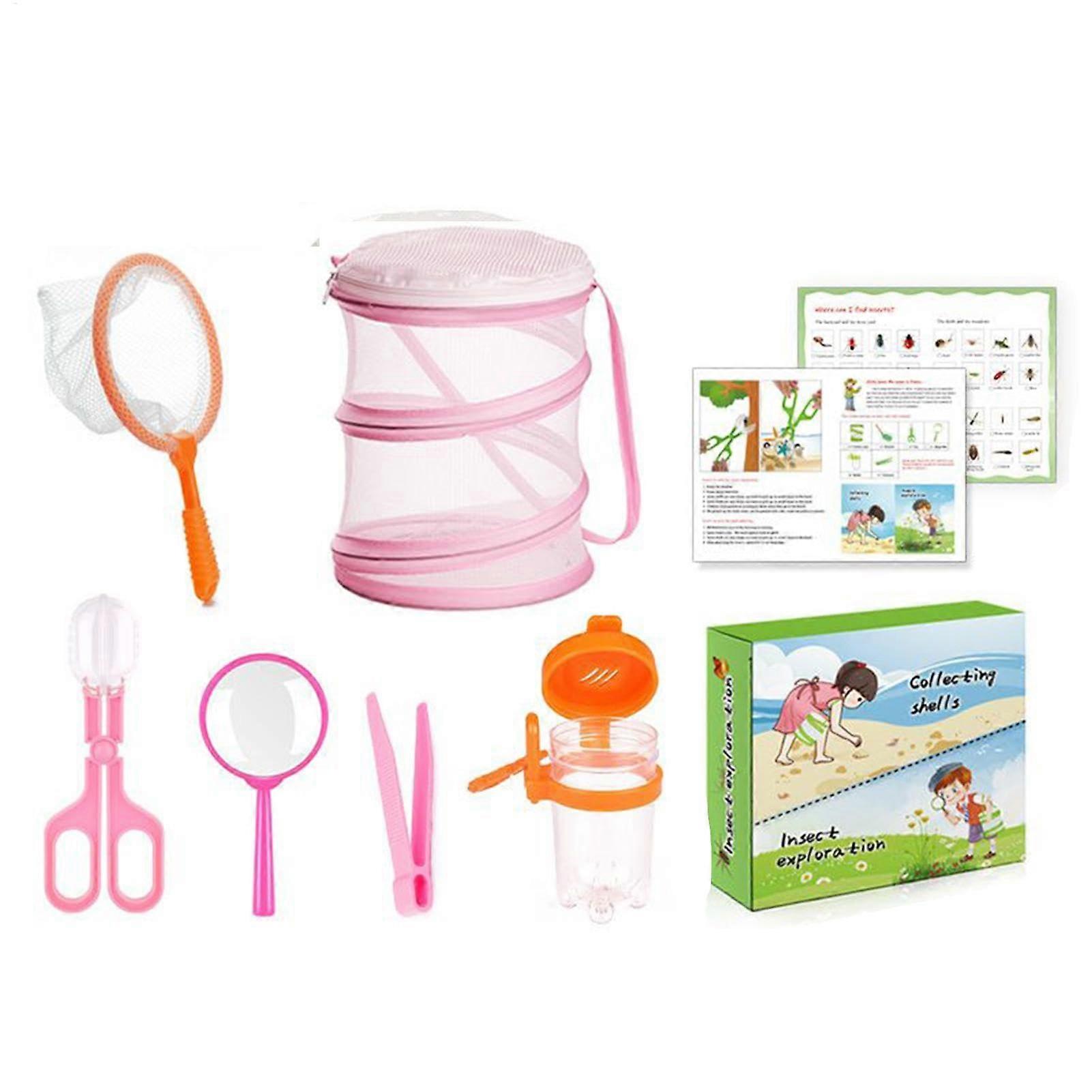 Fly Catcher Set for Kids, Nature Exploration Kit, Net for Outdoor Learning Play, Pink