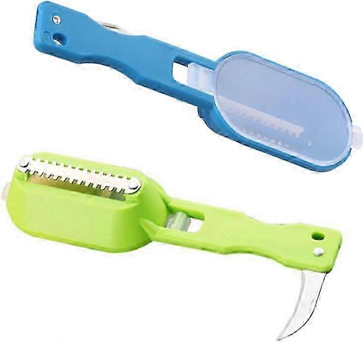 2pcs Multi-function Fish Scaler with Fish Killer Knife and Fish Scale Brush