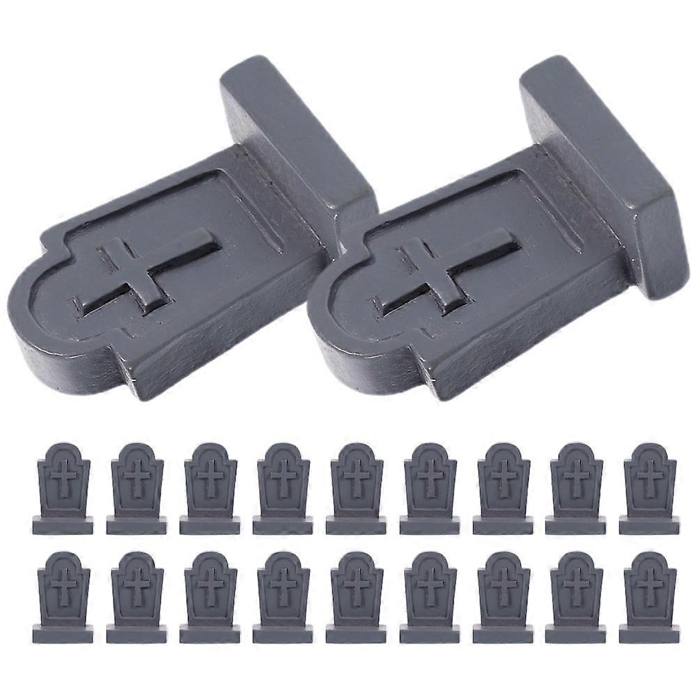 Mini Resin Figures Tombstone Halloween Scary Atmosphere Creation Dark Grey 2.70X1.80X1.00CM 20Set