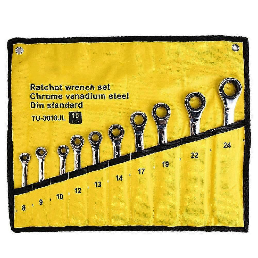 10pcs Ratchet Spanner Set8-24mm Ratchet Socket Wrench Nut Tool