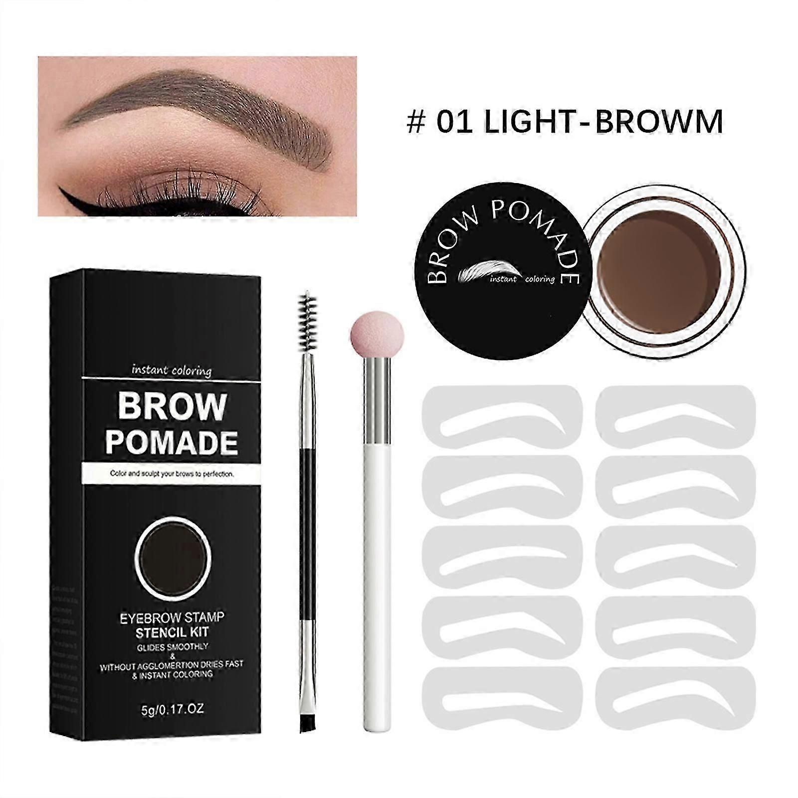 Eyebrow Stamp Stencil Kit, Waterproof Eyebrow Stamp & 24 Reusable Eyebrow Stencil, 2 Eyebrow Brush & 1 Eyebrow Razor
