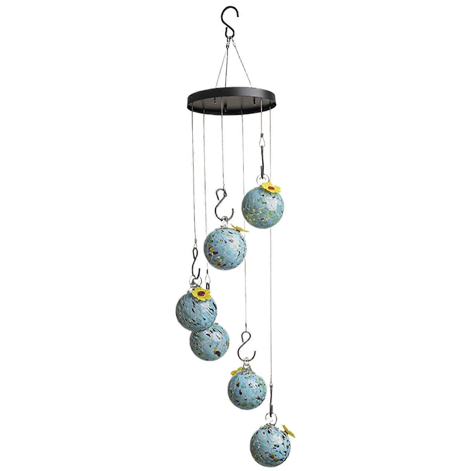Glass Hummingbird Feeder for Outdoor Hanging - Colorful Garden Decor with Flower Design - Durable Glass Bird Feeder