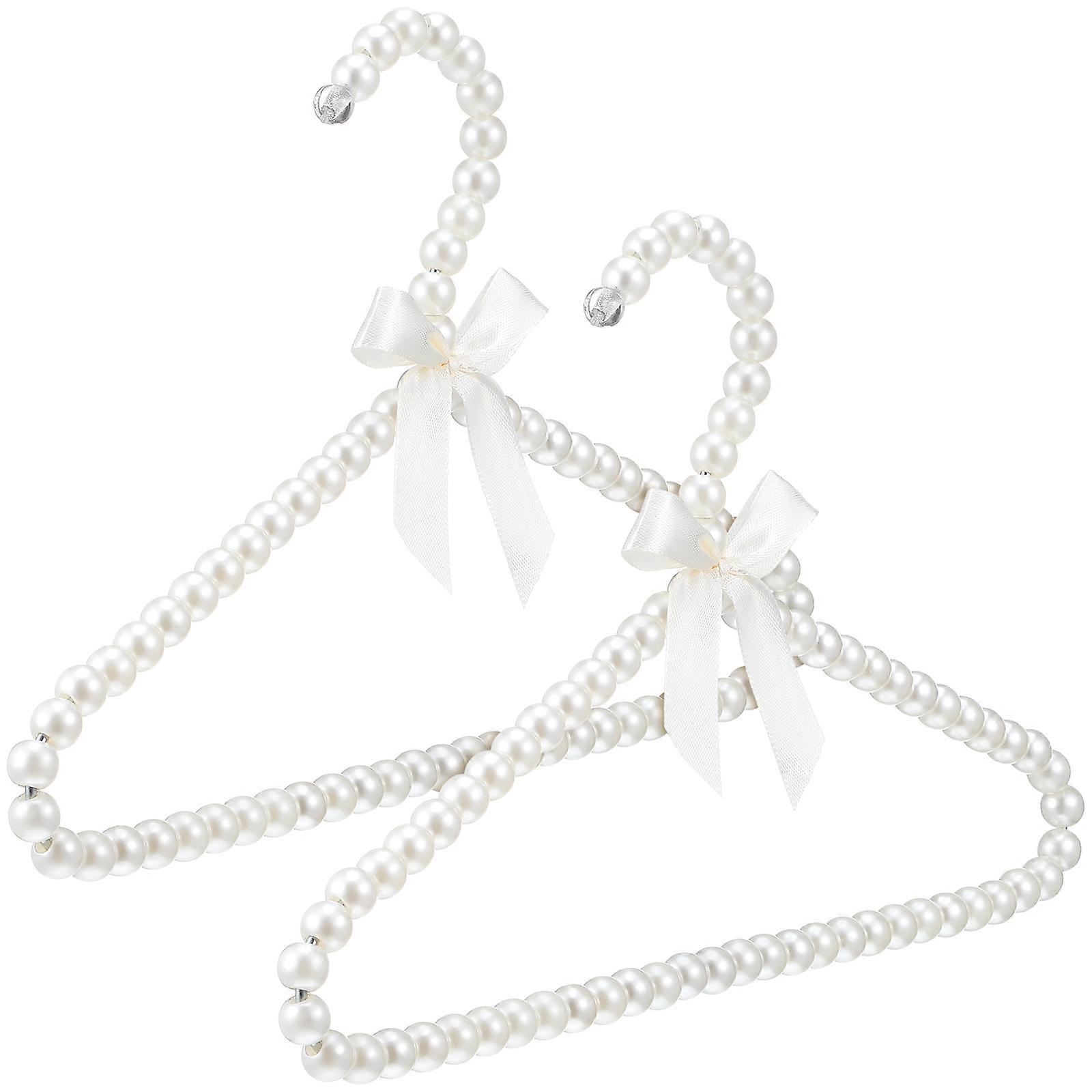 Beaded Plastic Clothes Hangers 2PCS Lightweight Sturdy Hangers with Rounded Edges for Delicate Garments and Laundry Drying, Nursery Closet Organizer