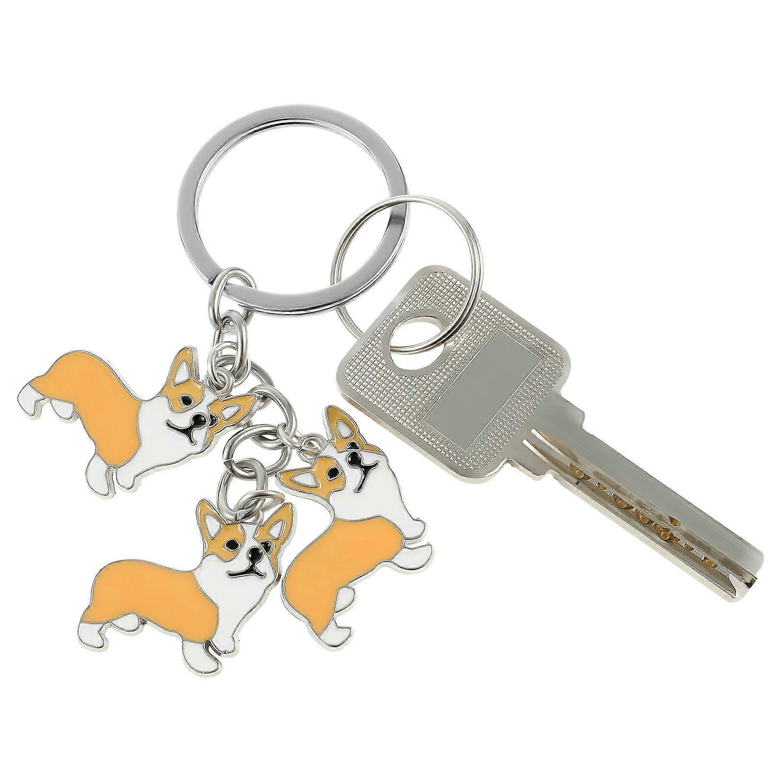 Corgi Dog Keychain 1Pcs Yellow Animal Keychains for Hanging Keys with Vivid Charm