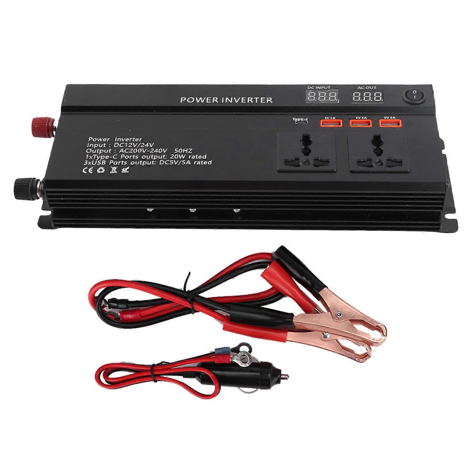 5000W 12V to 220V LCD Display Car Power Inverter Converter USB Charger Adapter