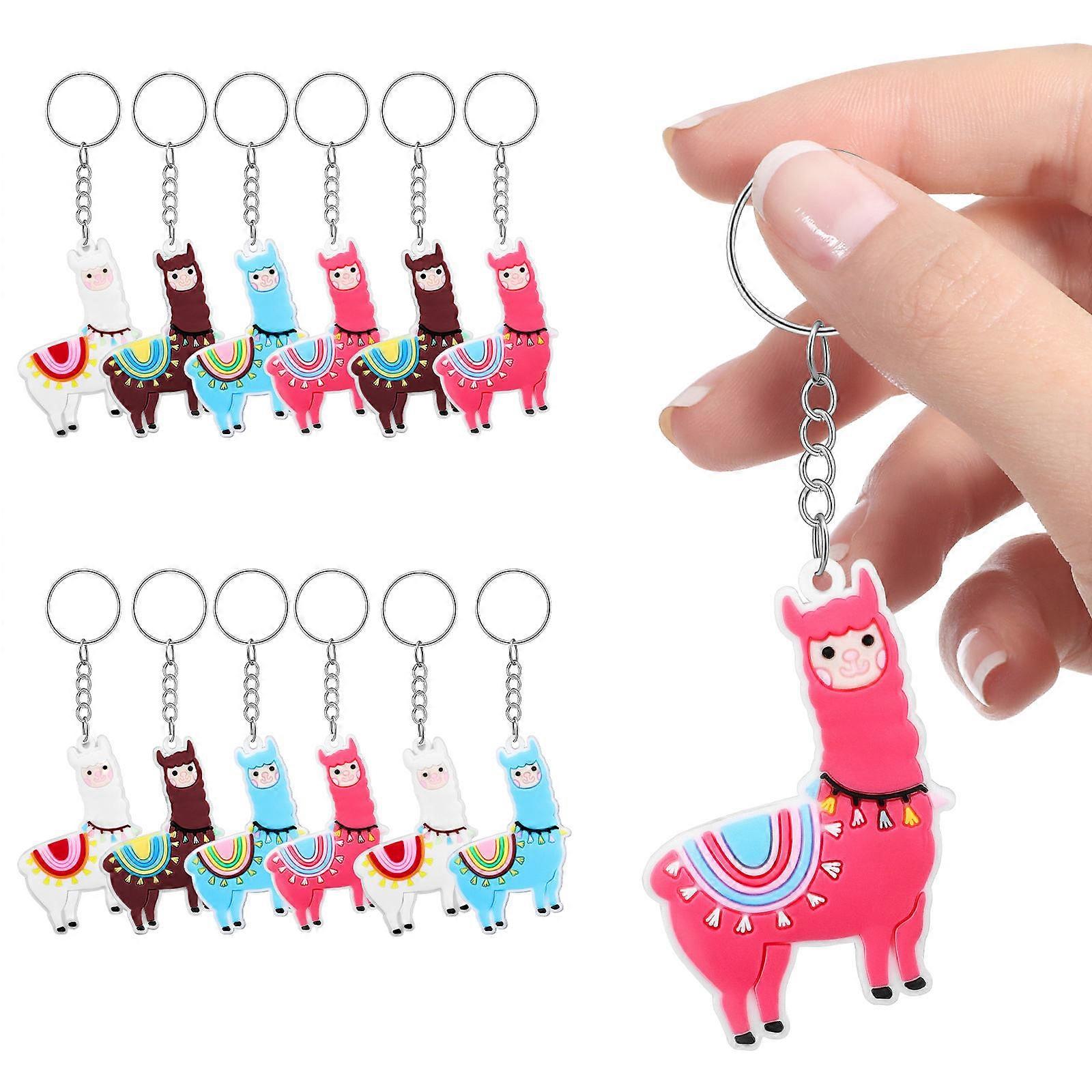 12 Pcs Alpaca Keychains, Cute Cartoon Bag Charms, Aesthetic Keyrings for Backpacks, Parties, Birthdays, Holidays