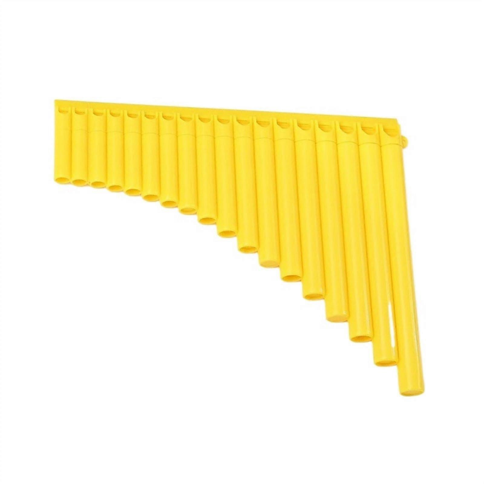 Panflöte 18-Rohr Yellow for Beginners, Ethnic Wind Instrument, 18 Pipe Construction, Ideal for Learning and Playing