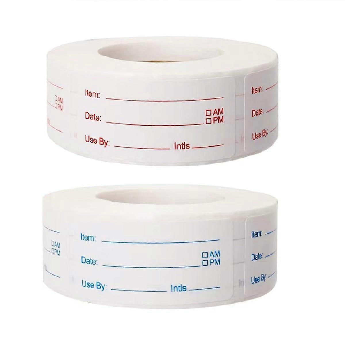 Freezer Container Stickers 2 Rolls Removable Labels For Food Containers, Easy To Clean No Residue, Super Sticky Red Blue