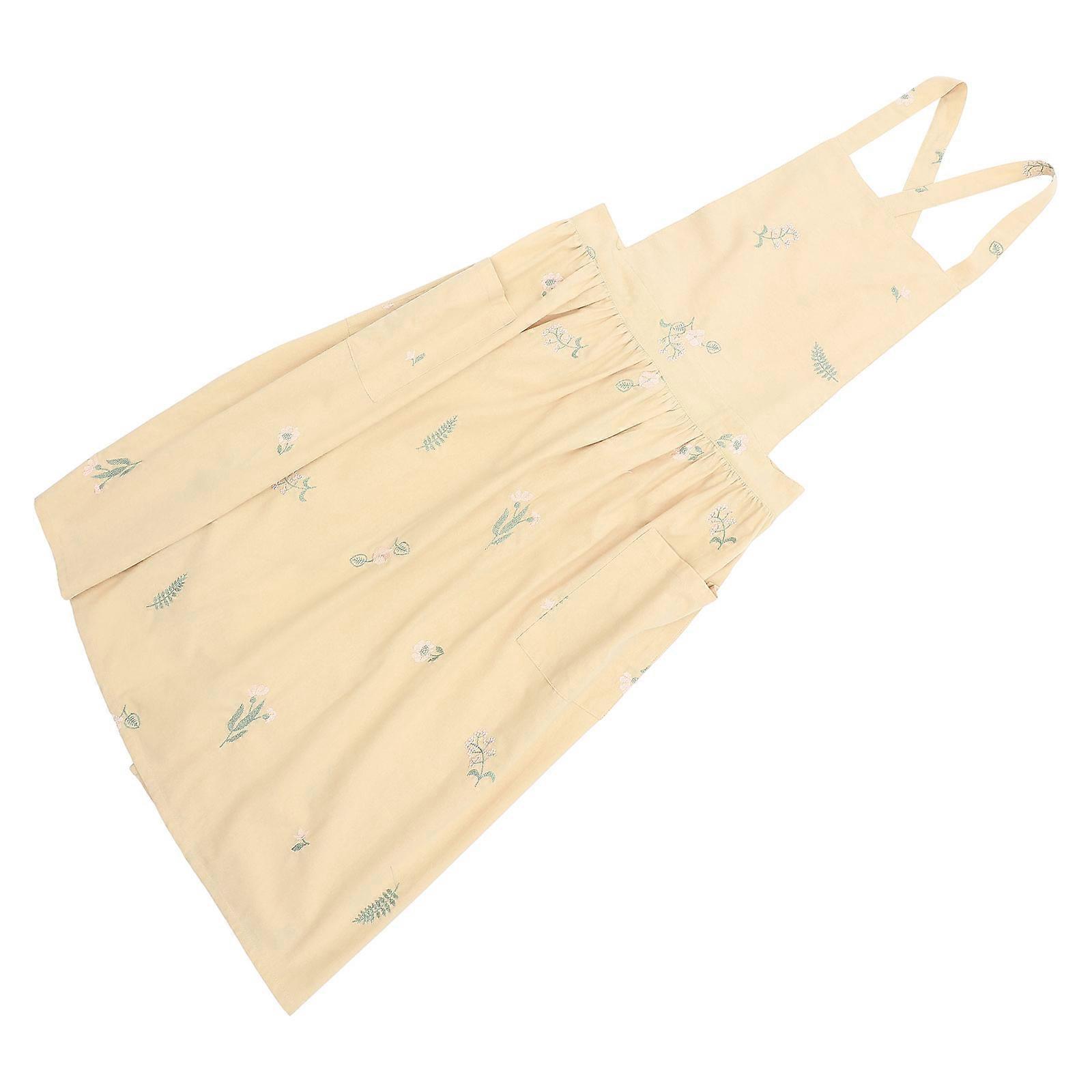 Embroidery Apron Multi-Purpose Apron with Pockets for Home Use