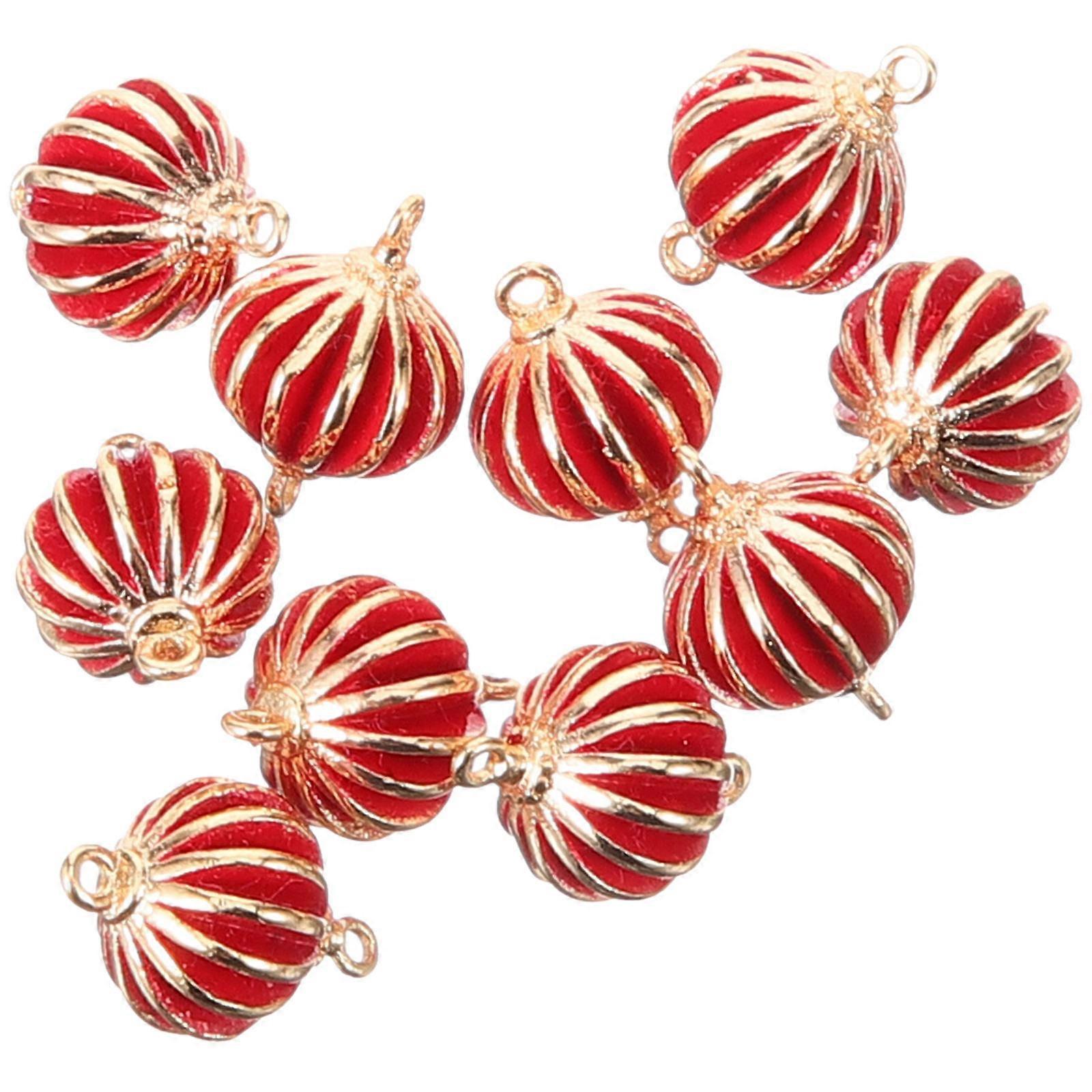 Chinese Style Copper DIY Pendant Set with Red Lantern Design Perfect for Jewelry Making 8mm
