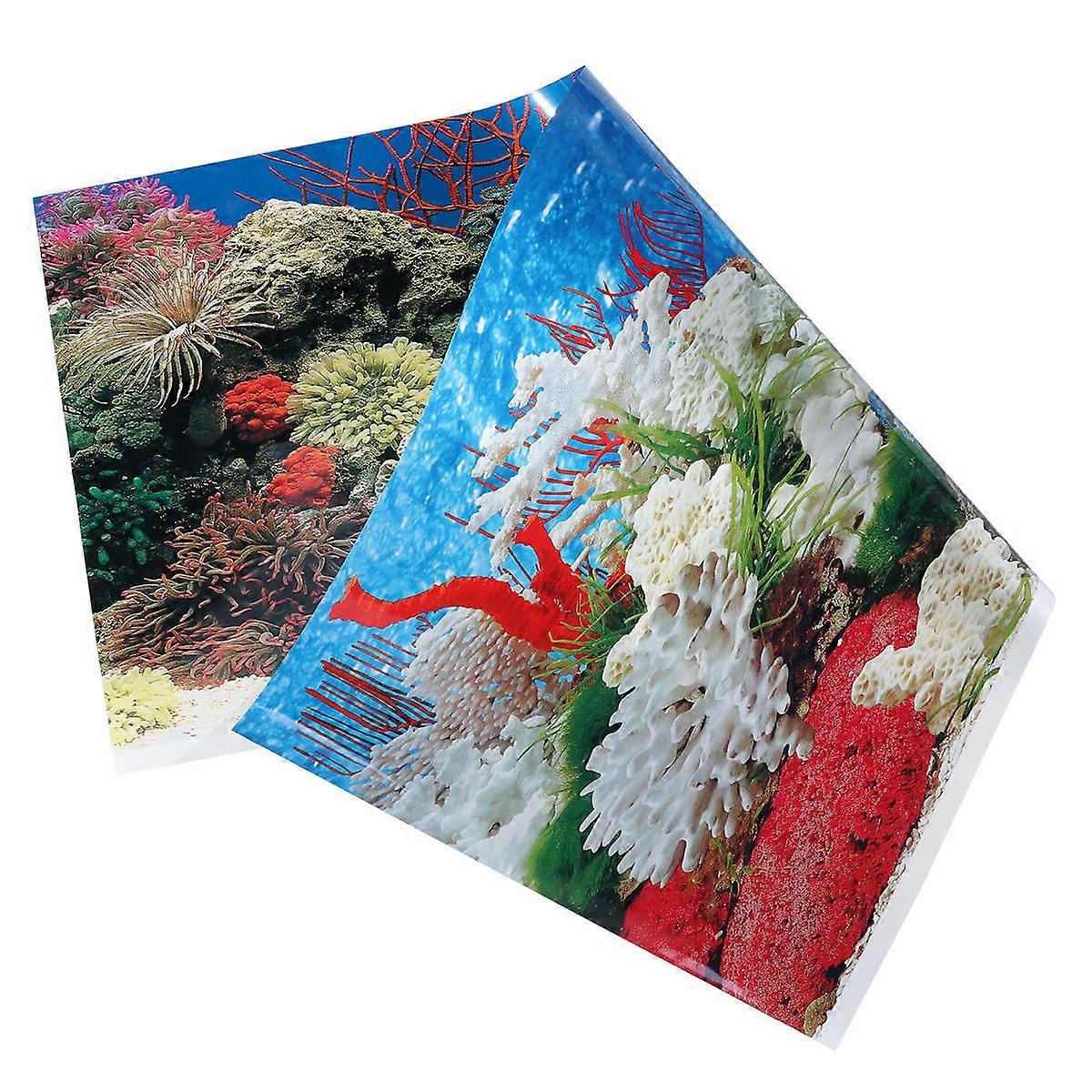 Aquarium Background Static Cling Decorative Pictures Underwater Scene 42 Cm Wide Easy To Attach 1Pack