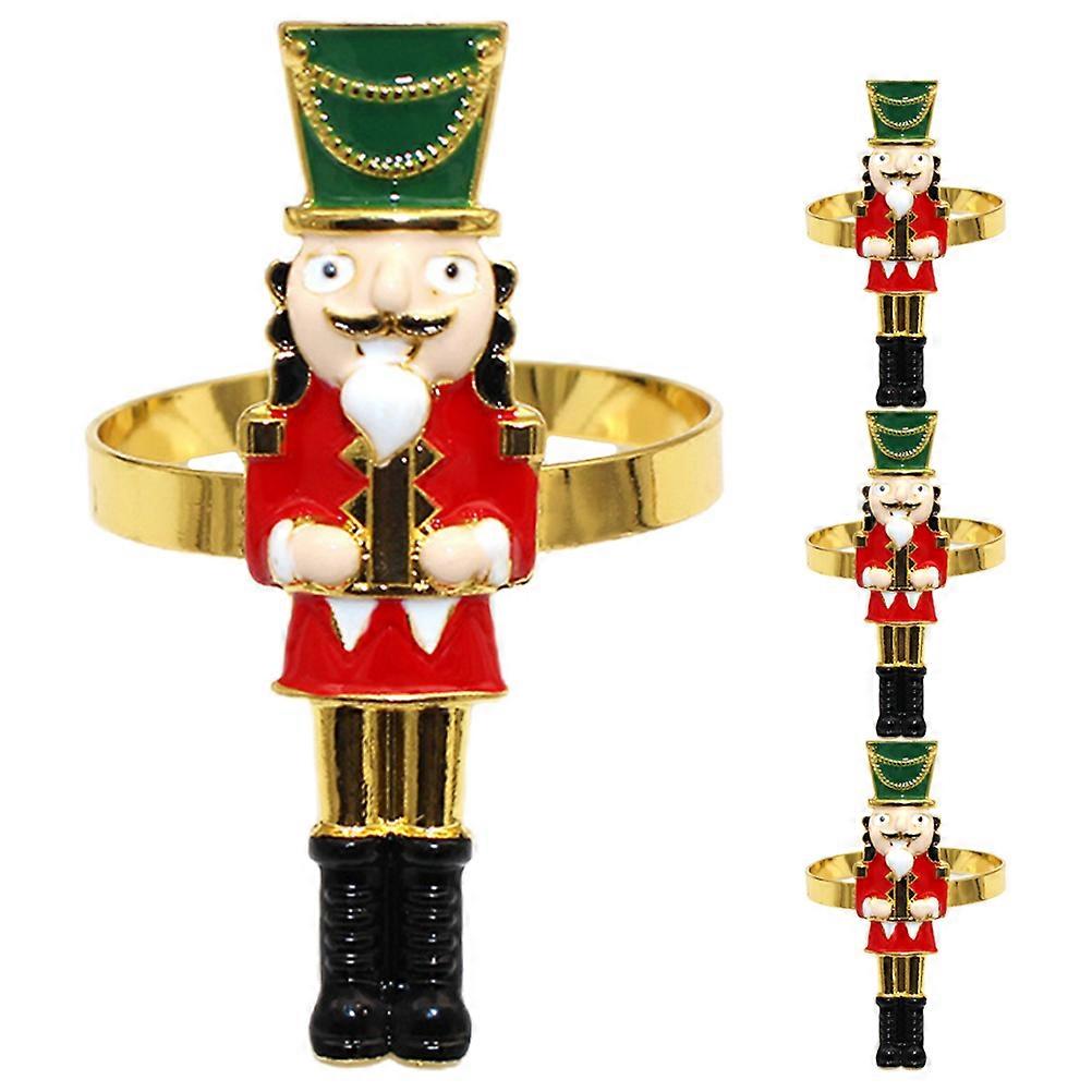 4 Pieces Christmas Napkin Rings Nutcracker Shaped Holders for Home Use Assorted Color