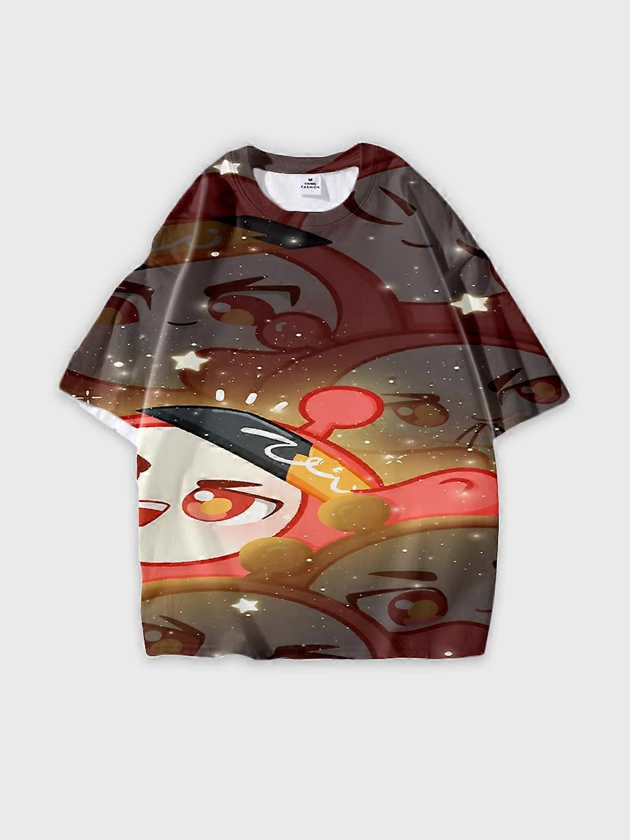 T-shirt round neck Pattern loose short sleeve C2541