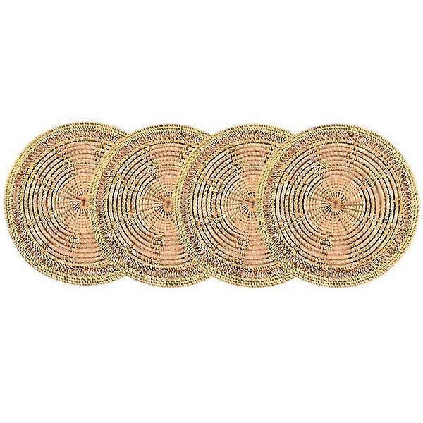 4pcs handmade rattan placemats, round placemats, rattan decoration, woven placemats, for dining table