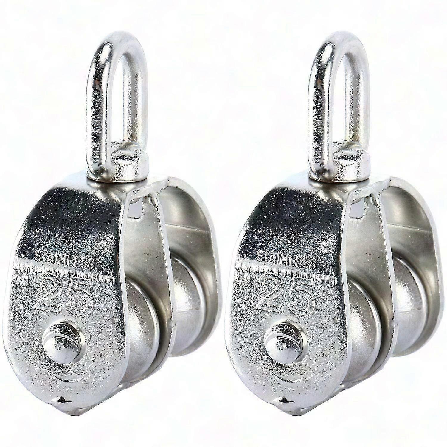 2er-Pack 304 Edelstahl-Kran-Schwenkhaken-Doppelrollen (M25)