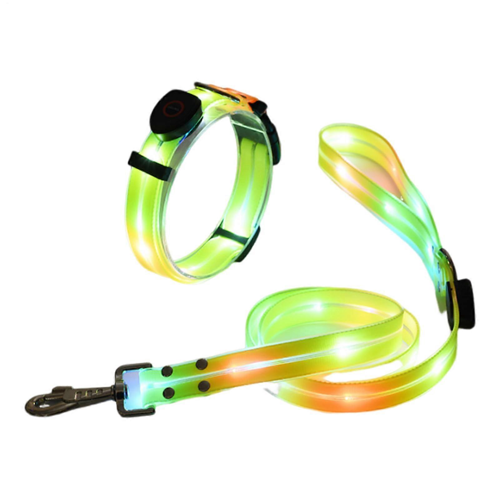 Illuminated Dog Leashes and Collar Set, Visibility LED Dog Leash, USB Rechargeable