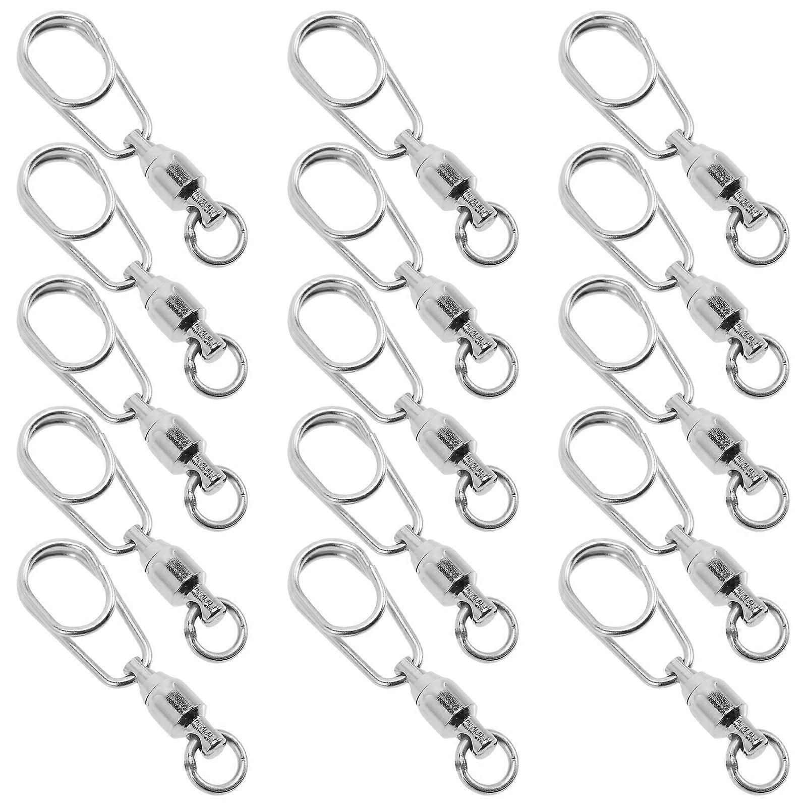 30pcs Durable Fishing Swivels Flexible Rotation Connector Rings for Outdoor Fishing Accessory