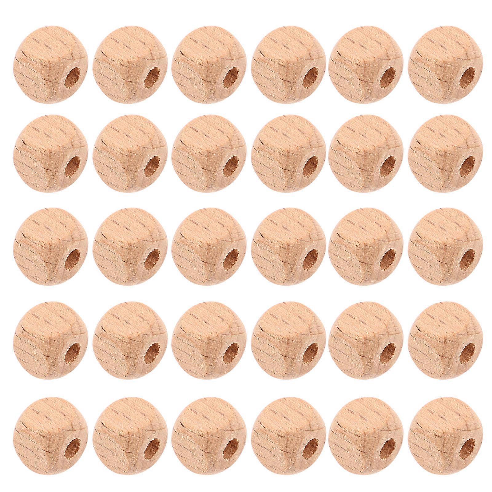 50pcs Natural Beech Wood Square Spacer Beads for Jewelry Making, Unfinished Wooden Cubes with Smooth Edges for DIY Crafts, Bulk Pack for Necklaces,