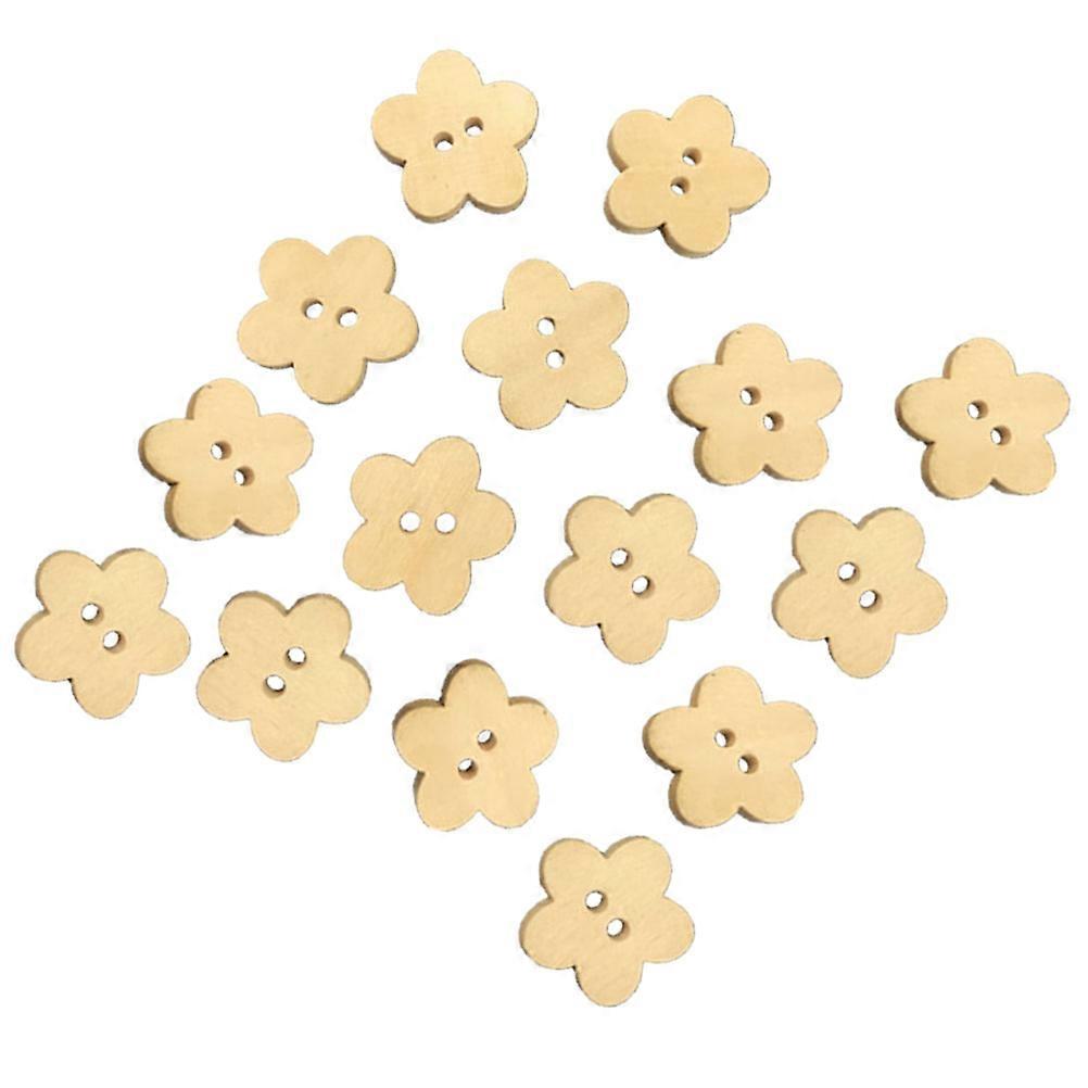 100pcs Khaki Flower Wooden Buttons for Clothes Use DIY Sewing Projects Durable Synthetic Material