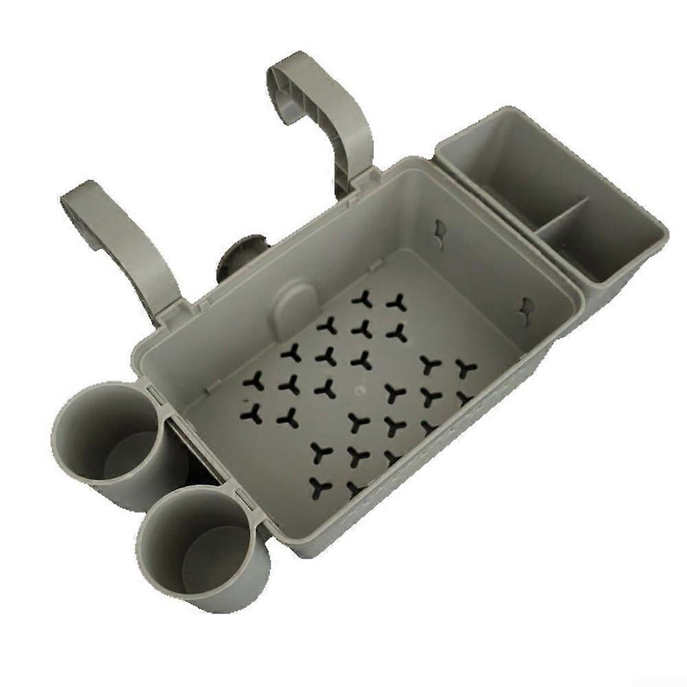 Side Hanging Pool Storage Basket With Cup Holder For Towels Adjustable Mounting Outdoor Pool Rail Double Cup Plastic