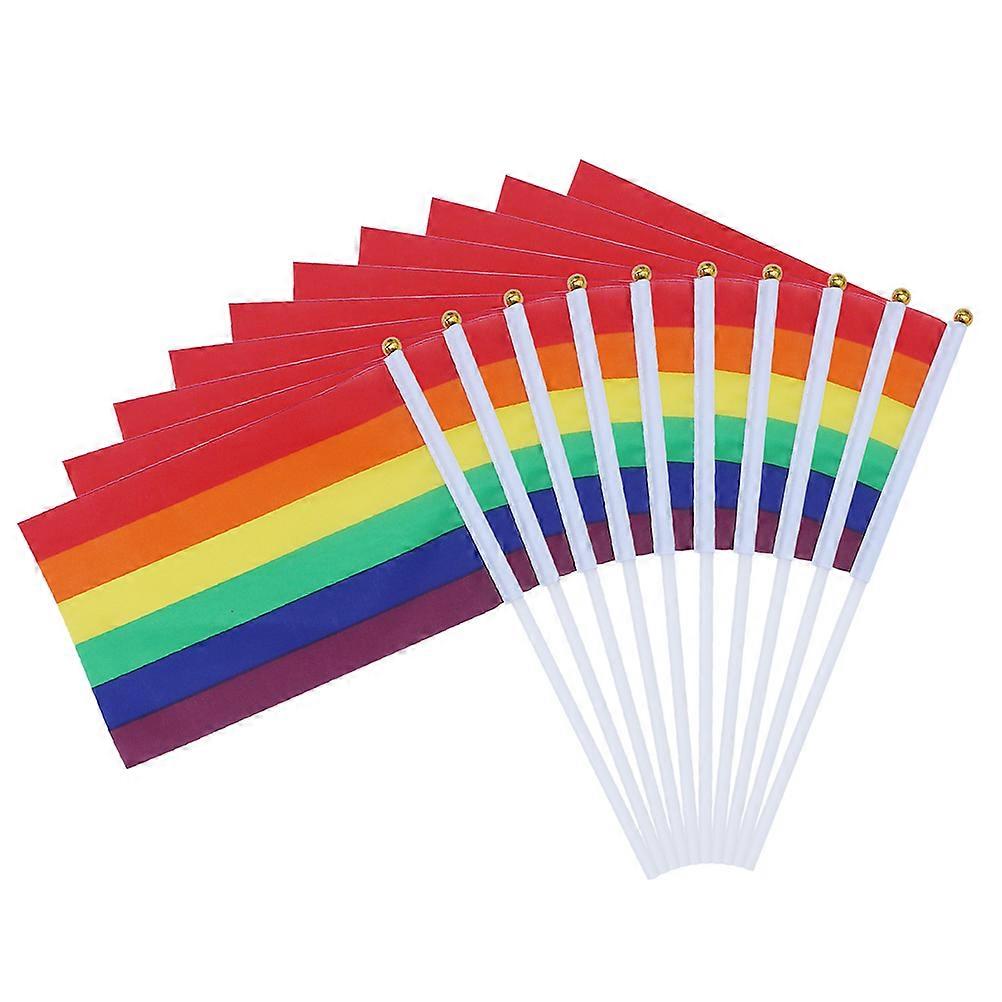 Regenbogen Handschwenkfahne für Partydekoration aus Polyester sortiert Farbe 14x21cm