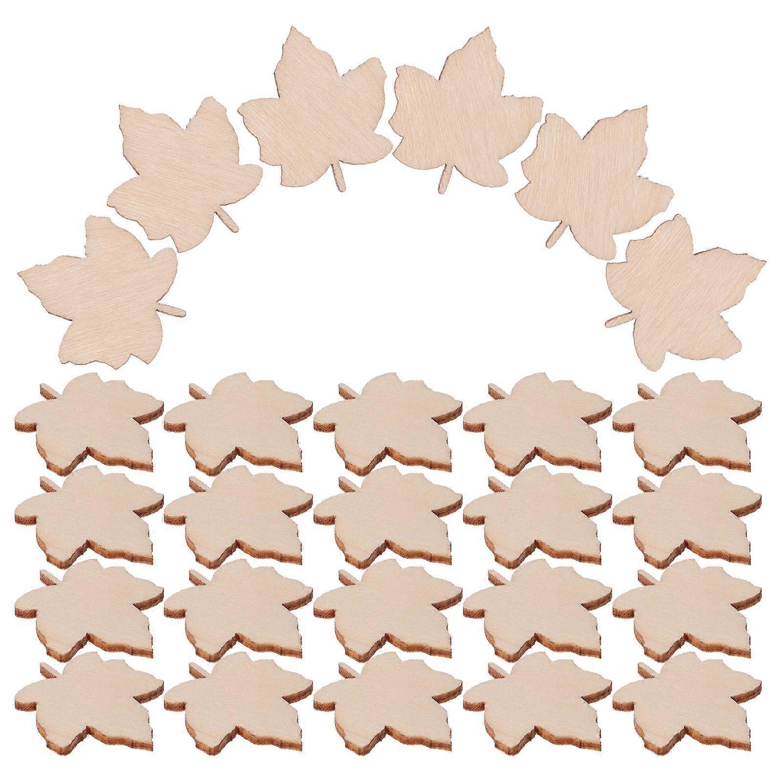 100pcs Unfinished Rustic Maple Leaf Wooden Slices for DIY Crafts, Home Decor & Creative Art Projects
