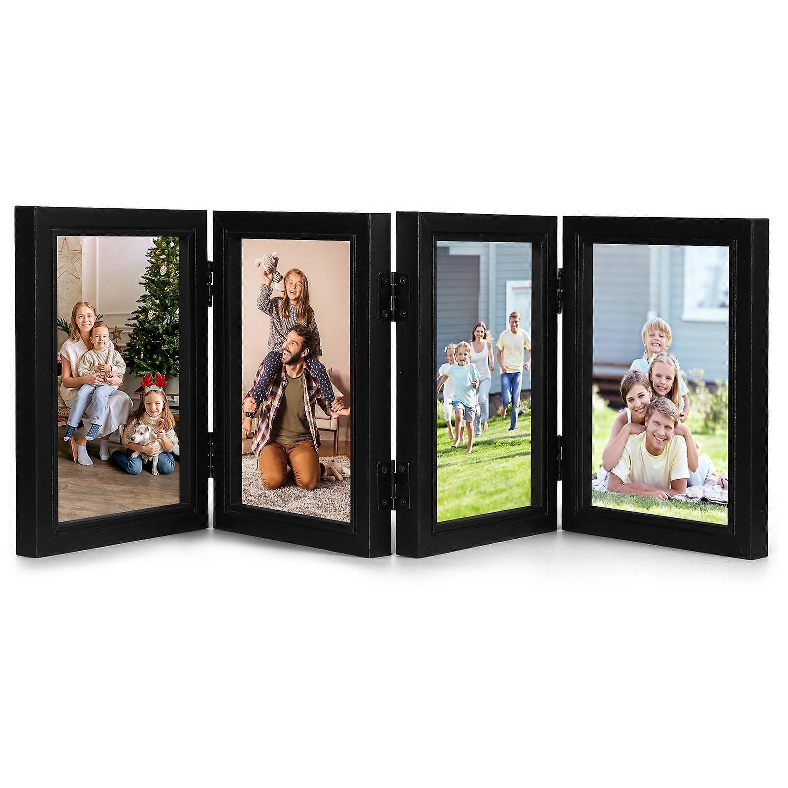 Folding Multi-Panel Photo Frame Stand (Black Quadruple - 6 Inch)  Set