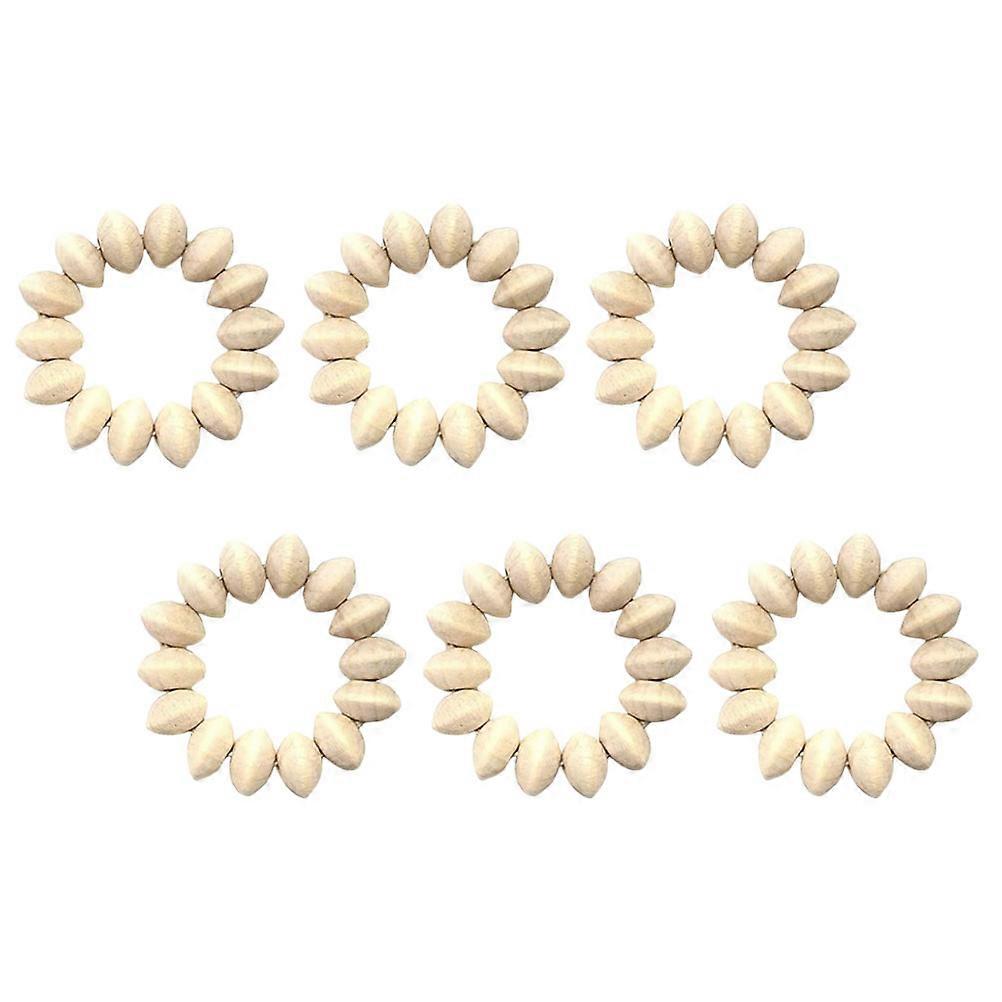 Elegant Napkin Rings 6Pcs Round Rustic Home Decoration Wooden Beads Ideal For Christmas Family Gatherings