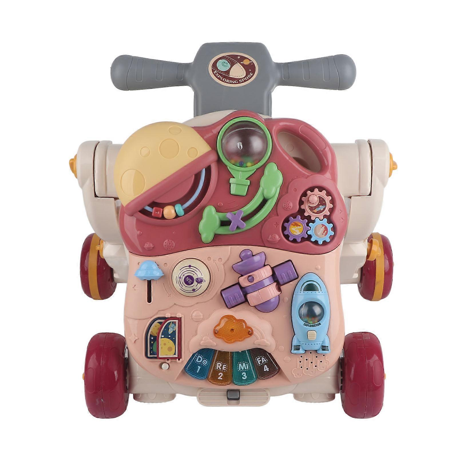 Versatile Baby Push Walker with 4 Learning & Play Modes - Red Design