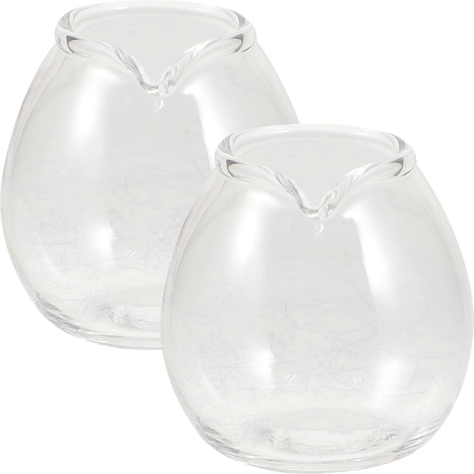 2 Pcs Mini Clear Glass Milk Pitchers with Spouts Small Coffee Creamer Jugs for Home, Cafe, and Hotel Use Smooth Surface, Easy to Pour and Clean