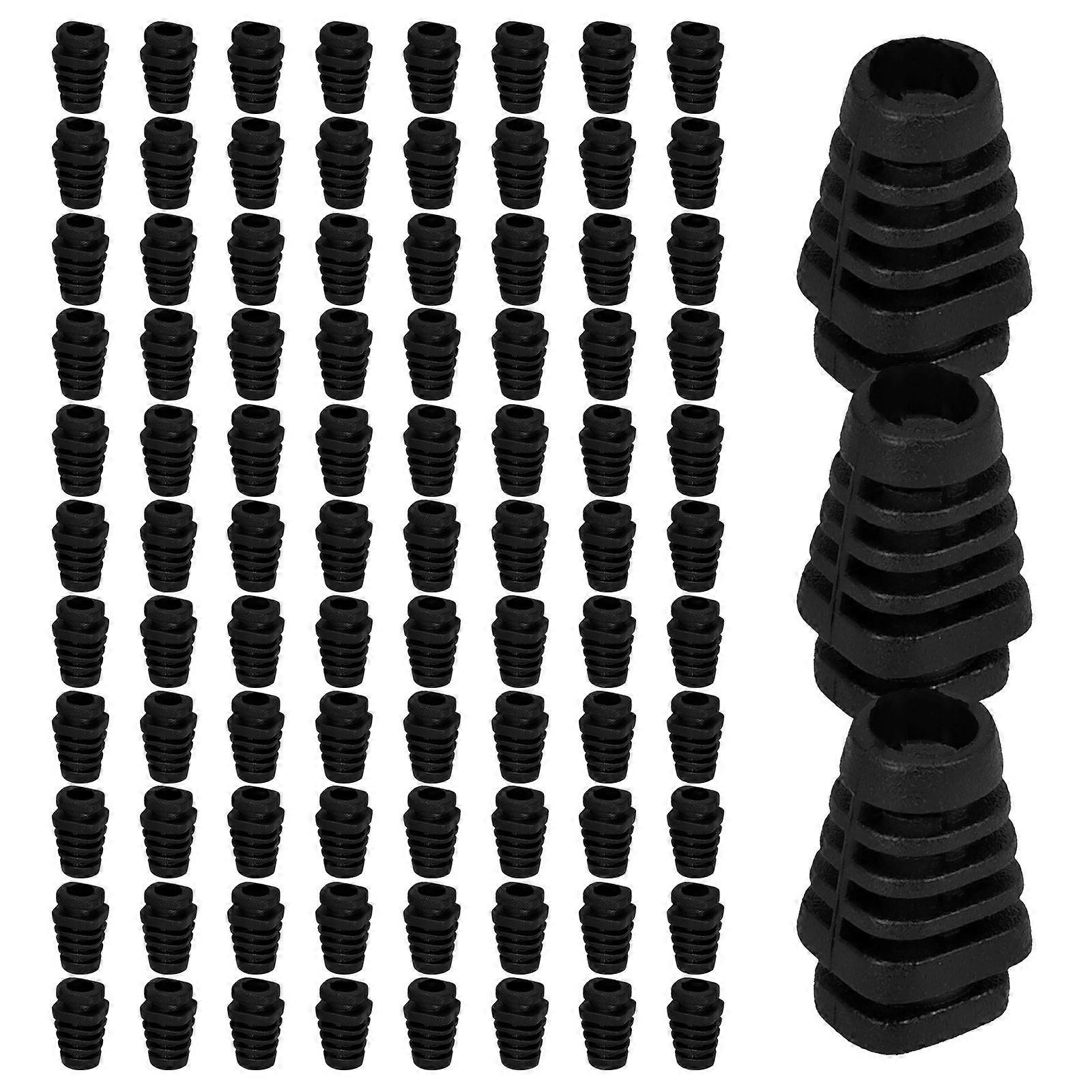 Cord Protector Strain Relief 100Pcs Electrical Projects Black ABS Wire Protection 10.50X0.60X0.60CM