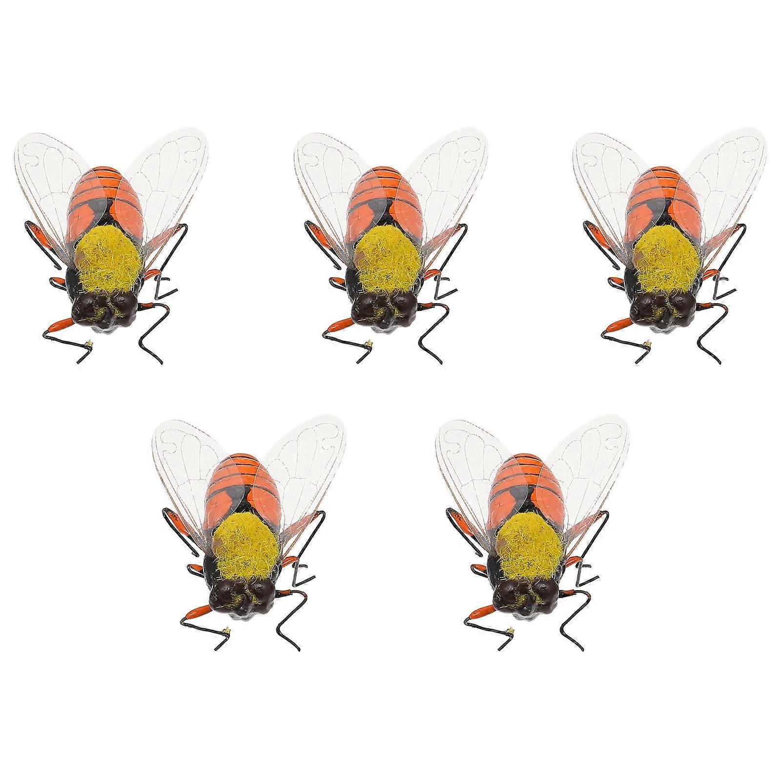 5 Pcs Artificial Decoration Bee Ornament For Garden Decor Teaching Models Featuring Compact Bee Shape Design