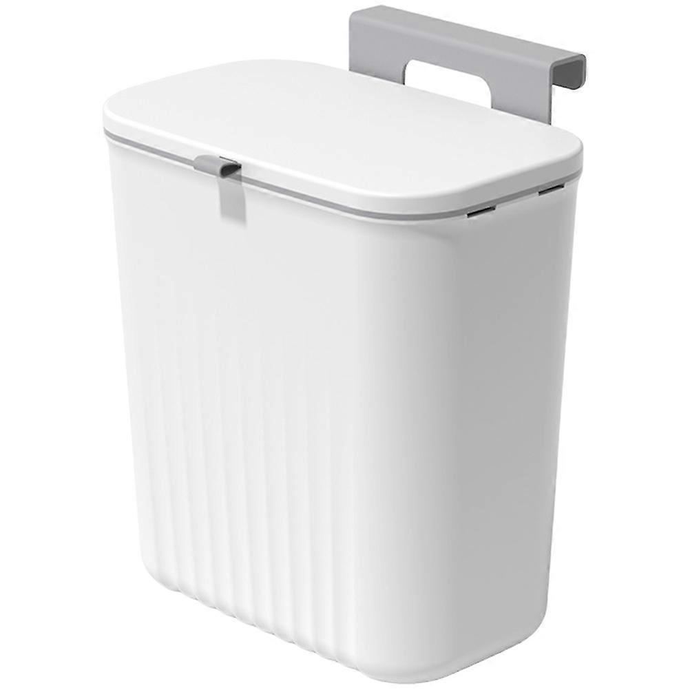 Wall Mounted Garbage Storage Container Kitchen Hanging Trash Bucket White Lidded Design 1Set