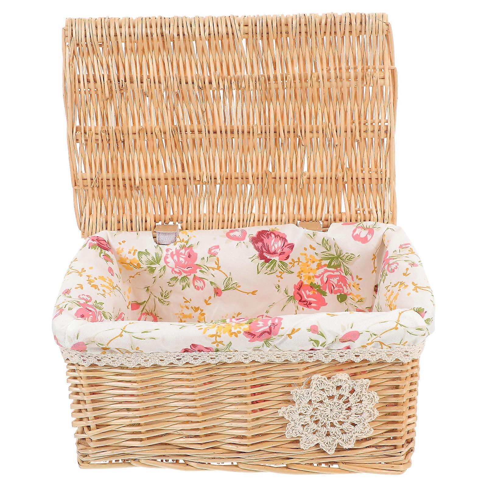 Woven Storage Box Wicker Bins For Daily Use Home Organization Beige 1 Piece