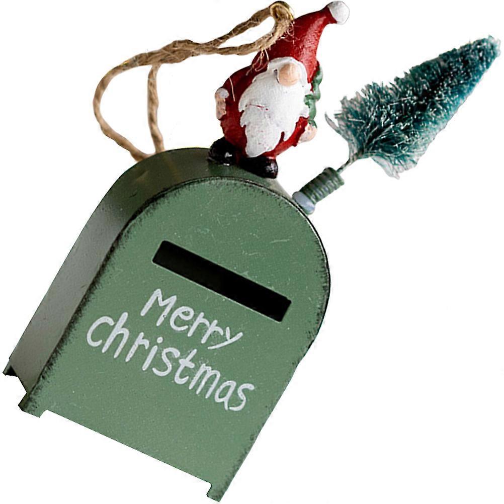Green Xmas Tree Mailbox Ornaments for Decoration Made of Iron and Resin Reusable Christmas Decor 3.5 Inch