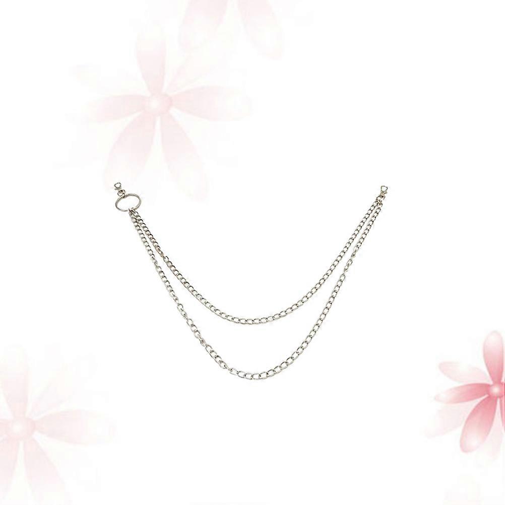 Fashion Silver Alloy Jeans Chain Durable and Universal for Pants Use with 2 Layers Metal Belt 1PC