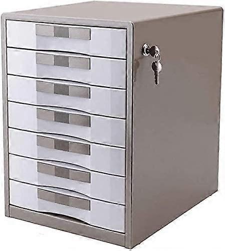 Metal Desk Organizer With Lock, Lockable 7-Tier Storage Box For Home And Office