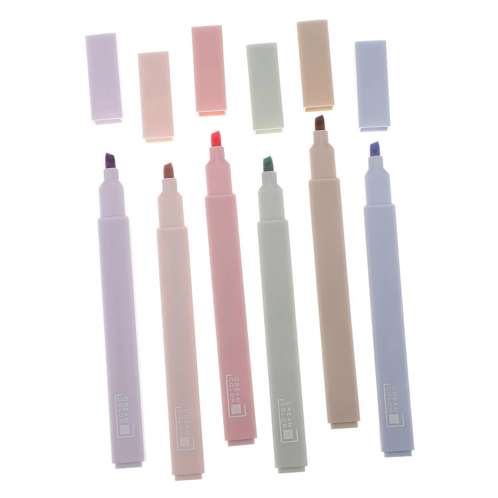6-Piece Fluorescent Highlighters For School And Office In Soft Pastel Colors For Notes Documents And Creative Projects