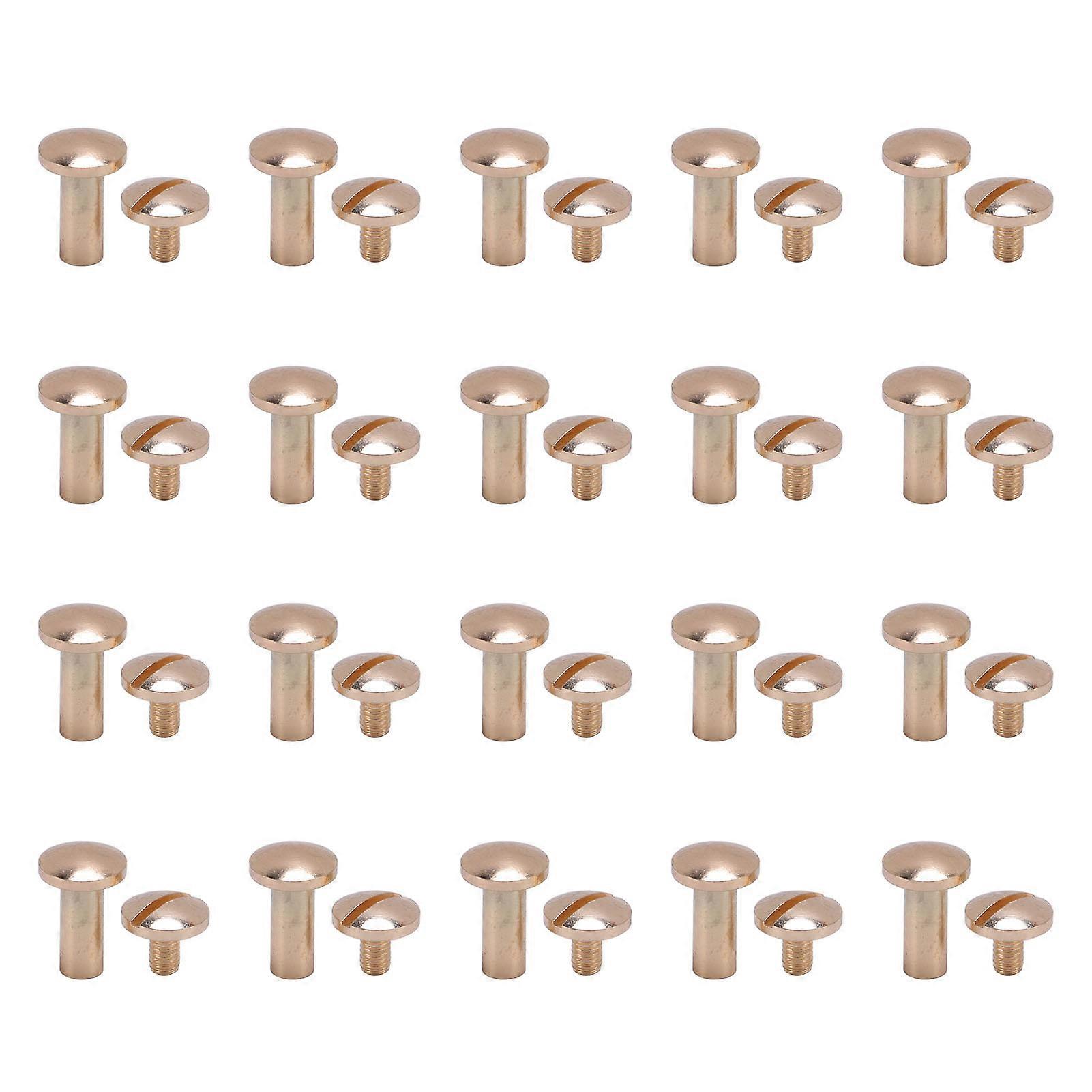 20 Set 8 X 10mm Bookbinding Rivets Assorted Kit Zinc Alloy Slotted High Strength 8 X 5mm Screws for DIY Craft